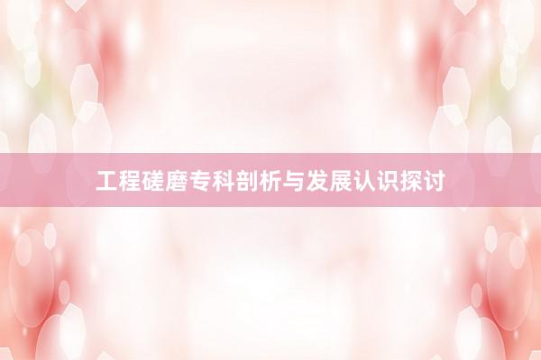 工程磋磨专科剖析与发展认识探讨